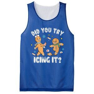 Funny Christmas Nurse Gingerbread Did You Try Icing It Funny Gift Mesh Reversible Basketball Jersey Tank