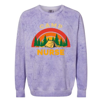 Funny Camp Nurse Matching Nurse Camping Lover Summer Camp Gift Colorblast Crewneck Sweatshirt