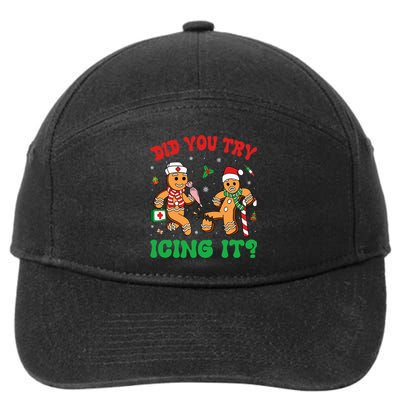 Funny Christmas Nurse Did You Try Icing It Gingerbread Man 7-Panel Snapback Hat