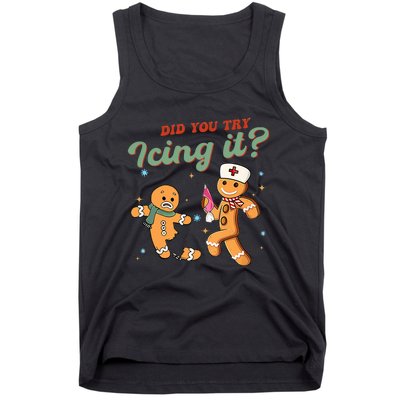 Funny Christmas Nurse Did You Try Icing It Gingerbread Man Tank Top