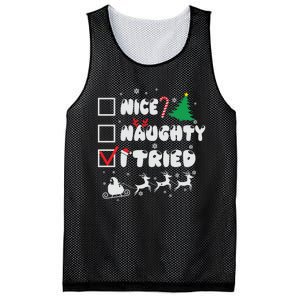 Funny Christmas Nice Naughty I Tried Xmas Mesh Reversible Basketball Jersey Tank