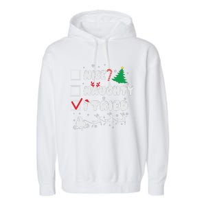 Funny Christmas Nice Naughty I Tried Xmas Garment-Dyed Fleece Hoodie