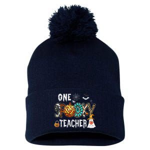 Funny Cute One Spooky Teacher Pumpkins Autumn Thanksgiving Halloween Pom Pom 12in Knit Beanie