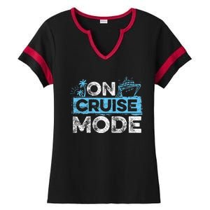 Family Cruising On Cruise Mode Cruise Vacation Ladies Halftime Notch Neck Tee