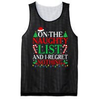 Funny Christmas On The List Of Naughty And I Regret Nothing Gift Mesh Reversible Basketball Jersey Tank