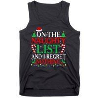 Funny Christmas On The List Of Naughty And I Regret Nothing Gift Tank Top