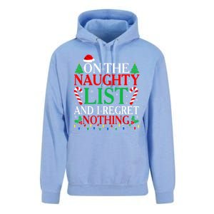 Funny Christmas On The List Of Naughty And I Regret Nothing Gift Unisex Surf Hoodie