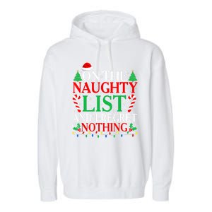 Funny Christmas On The List Of Naughty And I Regret Nothing Gift Garment-Dyed Fleece Hoodie