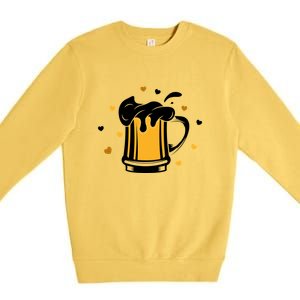 Full Cup Of Beer And Foam Drinking Love Valentine Gift For Valentine Day Premium Crewneck Sweatshirt