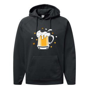 Full Cup Of Beer And Foam Drinking Love Valentine Gift For Valentine Day Performance Fleece Hoodie