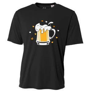 Full Cup Of Beer And Foam Drinking Love Valentine Gift For Valentine Day Cooling Performance Crew T-Shirt