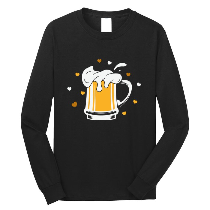 Full Cup Of Beer And Foam Drinking Love Valentine Gift For Valentine Day Long Sleeve Shirt