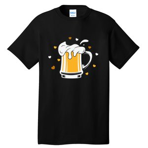 Full Cup Of Beer And Foam Drinking Love Valentine Gift For Valentine Day Tall T-Shirt