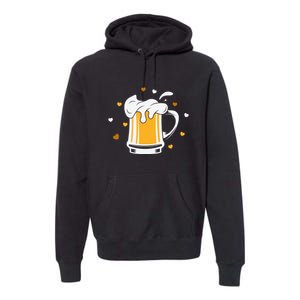 Full Cup Of Beer And Foam Drinking Love Valentine Gift For Valentine Day Premium Hoodie