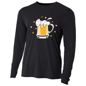 Full Cup Of Beer And Foam Drinking Love Valentine Gift For Valentine Day Cooling Performance Long Sleeve Crew