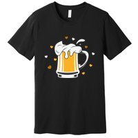 Full Cup Of Beer And Foam Drinking Love Valentine Gift For Valentine Day Premium T-Shirt