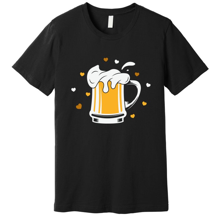 Full Cup Of Beer And Foam Drinking Love Valentine Gift For Valentine Day Premium T-Shirt