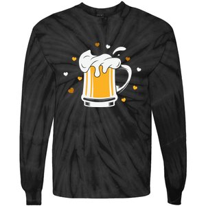 Full Cup Of Beer And Foam Drinking Love Valentine Gift For Valentine Day Tie-Dye Long Sleeve Shirt