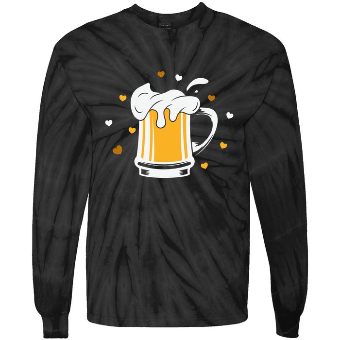 Full Cup Of Beer And Foam Drinking Love Valentine Gift For Valentine Day Tie-Dye Long Sleeve Shirt