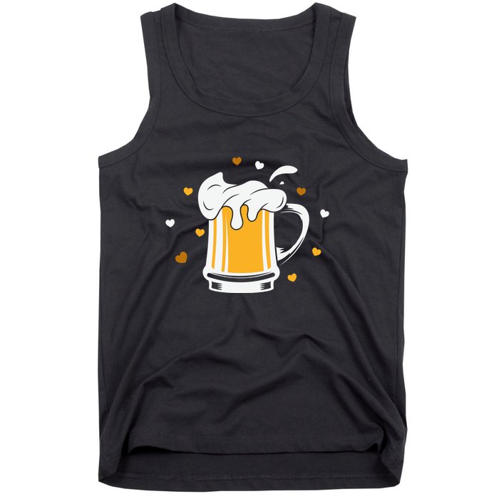 Full Cup Of Beer And Foam Drinking Love Valentine Gift For Valentine Day Tank Top