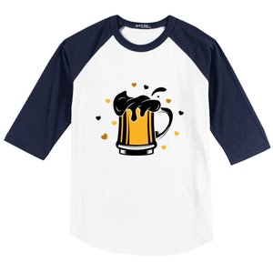 Full Cup Of Beer And Foam Drinking Love Valentine Gift For Valentine Day Baseball Sleeve Shirt