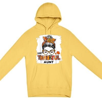 Funny Cute One Thankful Aunt Fall Costume Leaves Autumn Thanksgiving Premium Pullover Hoodie