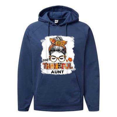 Funny Cute One Thankful Aunt Fall Costume Leaves Autumn Thanksgiving Performance Fleece Hoodie