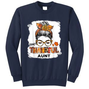 Funny Cute One Thankful Aunt Fall Costume Leaves Autumn Thanksgiving Sweatshirt