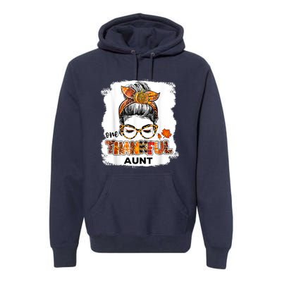 Funny Cute One Thankful Aunt Fall Costume Leaves Autumn Thanksgiving Premium Hoodie