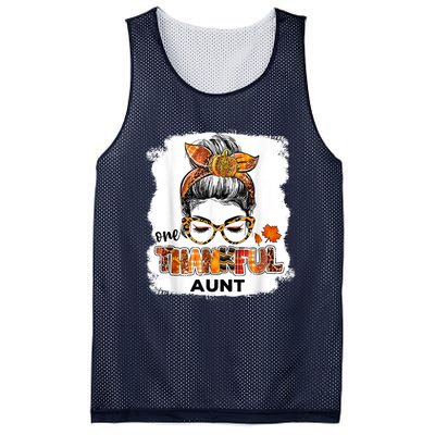 Funny Cute One Thankful Aunt Fall Costume Leaves Autumn Thanksgiving Mesh Reversible Basketball Jersey Tank