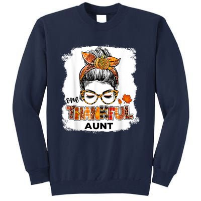 Funny Cute One Thankful Aunt Fall Costume Leaves Autumn Thanksgiving Tall Sweatshirt