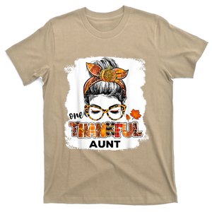 Funny Cute One Thankful Aunt Fall Costume Leaves Autumn Thanksgiving T-Shirt