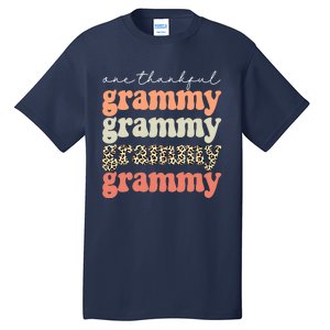 Funny Cute One Thankful Grammy Autumn Tree Fall Leaves Thanksgiving Tall T-Shirt