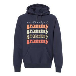 Funny Cute One Thankful Grammy Autumn Tree Fall Leaves Thanksgiving Premium Hoodie