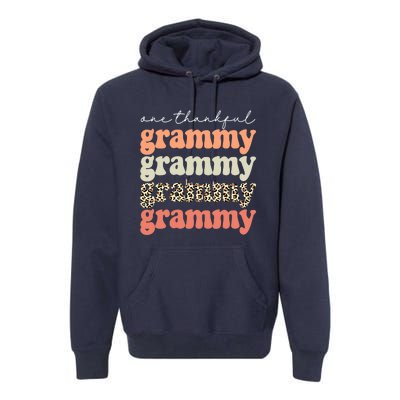 Funny Cute One Thankful Grammy Autumn Tree Fall Leaves Thanksgiving Premium Hoodie