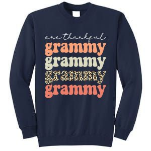 Funny Cute One Thankful Grammy Autumn Tree Fall Leaves Thanksgiving Tall Sweatshirt