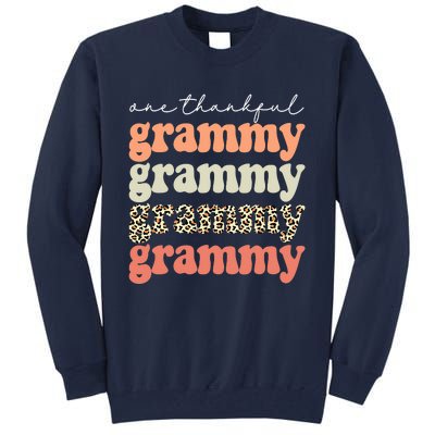 Funny Cute One Thankful Grammy Autumn Tree Fall Leaves Thanksgiving Tall Sweatshirt