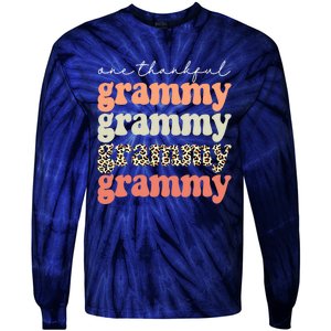 Funny Cute One Thankful Grammy Autumn Tree Fall Leaves Thanksgiving Tie-Dye Long Sleeve Shirt