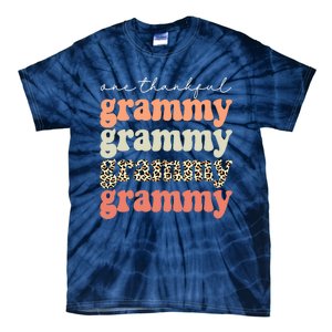 Funny Cute One Thankful Grammy Autumn Tree Fall Leaves Thanksgiving Tie-Dye T-Shirt