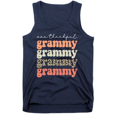 Funny Cute One Thankful Grammy Autumn Tree Fall Leaves Thanksgiving Tank Top