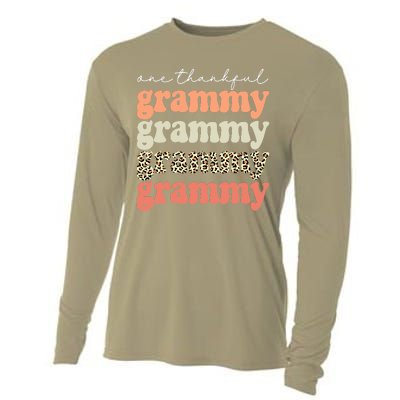 Funny Cute One Thankful Grammy Autumn Tree Fall Leaves Thanksgiving Cooling Performance Long Sleeve Crew