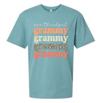 Funny Cute One Thankful Grammy Autumn Tree Fall Leaves Thanksgiving Sueded Cloud Jersey T-Shirt