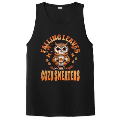 Fall Cute Owl With Coffee And Autumn Leaves PosiCharge Competitor Tank