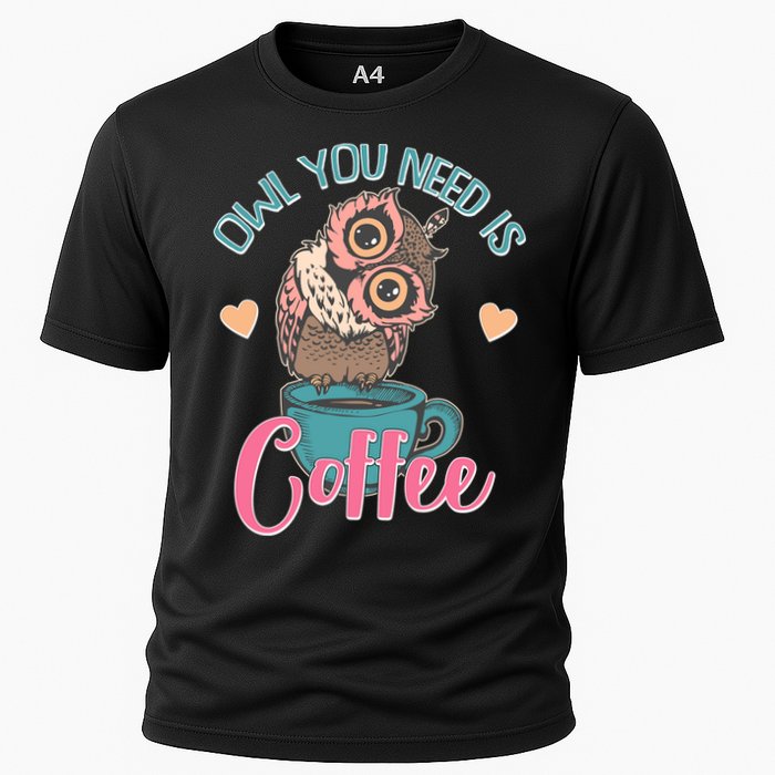 Funny Cute Owl You Need Is Coffee Cooling Performance Crew T-Shirt