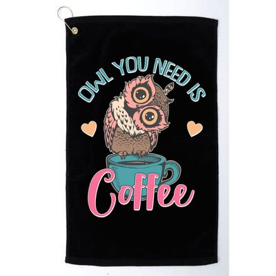 Funny Cute Owl You Need Is Coffee Golf Towel