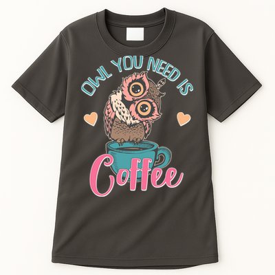 Funny Cute Owl You Need Is Coffee Tall T-Shirt