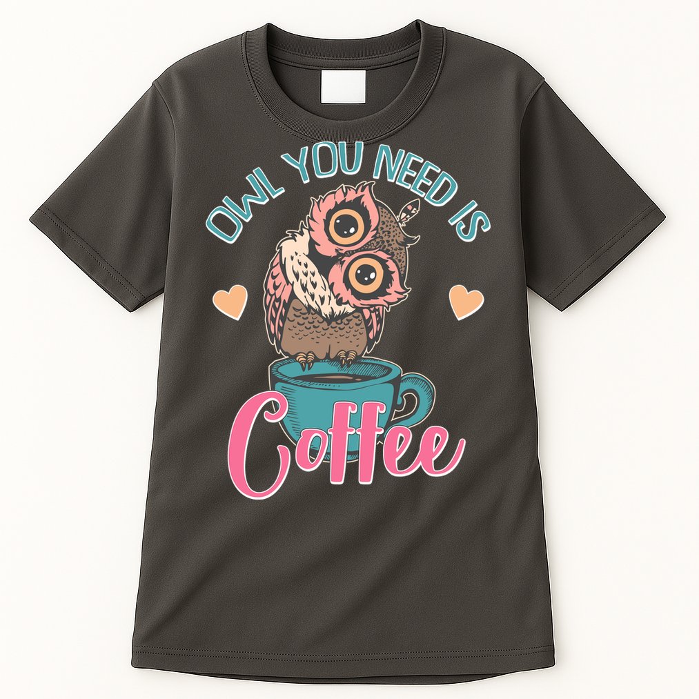 Funny Cute Owl You Need Is Coffee Tall T-Shirt