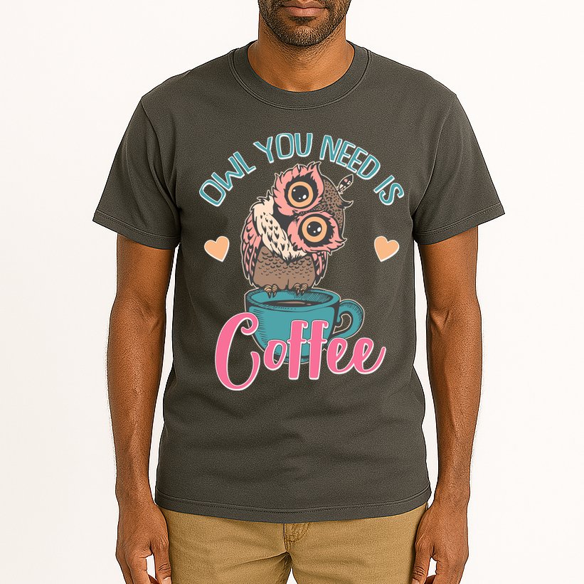 Funny Cute Owl You Need Is Coffee Tall T-Shirt