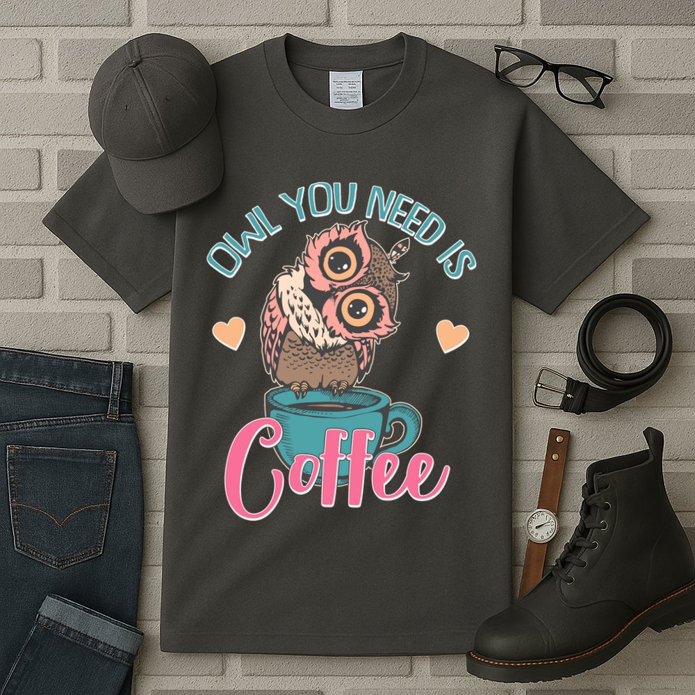 Funny Cute Owl You Need Is Coffee Tall T-Shirt