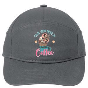 Funny Cute Owl You Need Is Coffee 7-Panel Snapback Hat